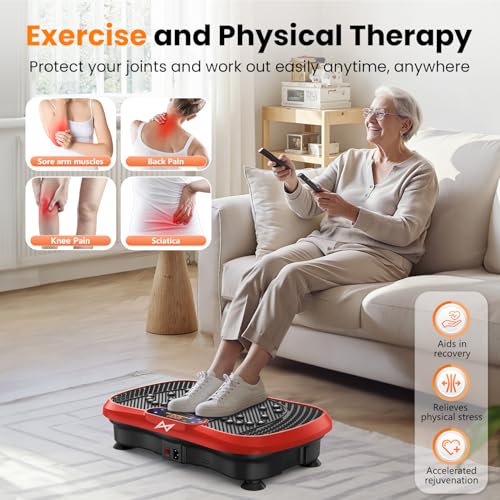 AXV Vibration Plate Exercise Machine Fitness Platform Body Vibrating Board - color: BT.PRO.RED