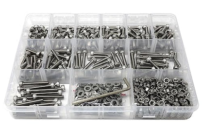 iexcell 660 Pcs M4 x 5/6/8/10/12/14/16/18/20/25/30 Stainless Steel 304 Hex Socket Head Cap Screws Bolts Nuts Washers Assortment Kit - size: M4 x 5/6/8/10/12/14/16/18/20/25/30mm