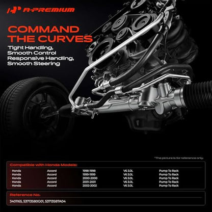 A-Premium Power Steering Pressure Hose Assembly Compatible with Honda