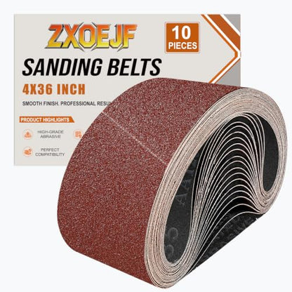 4 x 36 Inch Sanding Belts, 10 Pcs 120 Grits Sander Paper - color: 120 Grit
