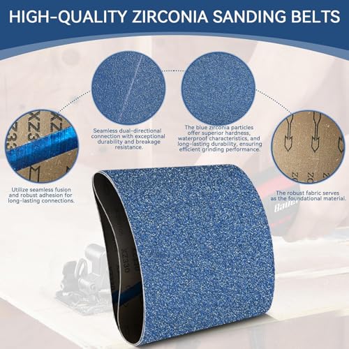 8x19 Inch Floor Sanding Belts 10 Pcs 5 Grits Sizes (2 Each of 40/60/80/100/120 Grits) Heavy Duty Belt Sander Zirconia Belt Sander Paper for Wood, Metal, Stainless Steel, Cars, and Furniture - size: 8x19 inch