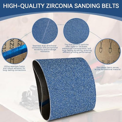 8x19 Inch Floor Sanding Belts 10 Pcs 5 Grits Sizes (2 Each of 40/60/80/100/120 Grits) Heavy Duty Belt Sander Zirconia Belt Sander Paper for Wood, Metal, Stainless Steel, Cars, and Furniture - size: 8x19 inch