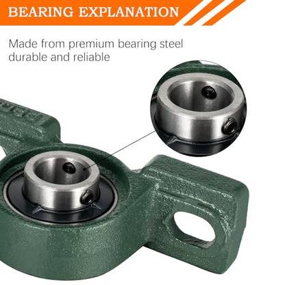 Pillow Block Bearing 1 inch Shaft Bore, Solid Cast Iron Base, Swamp Cooler Parts, Self-Aligning, UCP205-12, Pack of 2 - size: UCP-1 inch bore