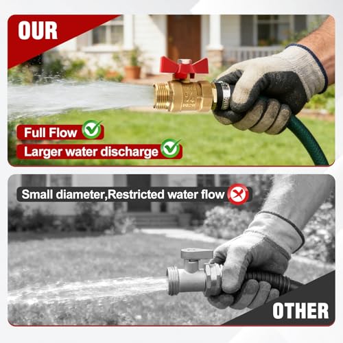 2PCS Full Flow Brass Garden Hose Shut Off Valve, G3/4" Male x Female Thread No Restricted-Flow Water Shut-Off Connector, Heavy Duty High Flow Full Port Ball Valve Adapter (Butterfly Handle) - style: Male x Female-Butterfly Handle 2PCS