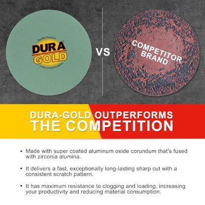 Dura-Gold 5" Green Film Sanding Discs, 180 Grit, Box of 50, Hook & Loop - size: 180-Grit