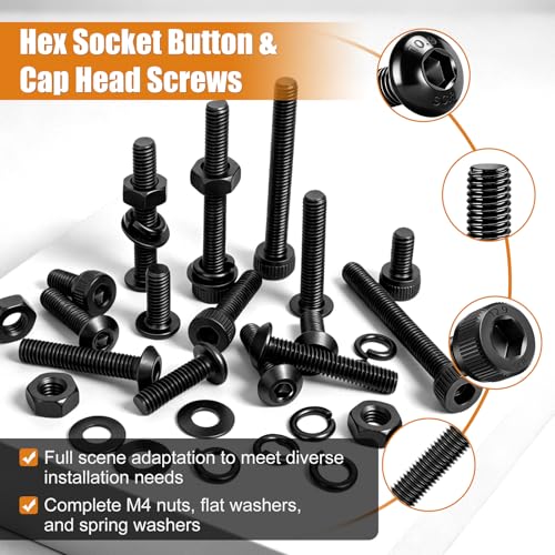mankk 2362PCS M3 Metric Screws Kit,Hex Socket & Button Head Bolts - size: M3-2362PCS