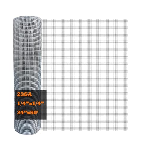 23GA Galvanized After Welding Hardware Cloth 24 in x 50 ft - 1/4 x1/4 inch Mesh - size: 24"x50'-1/4"x1/4" 23GA Galvanized