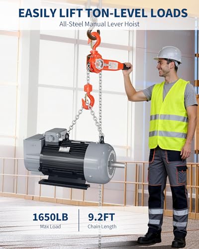 3/4 Ton Lever Chain Hoist, 1650 Lbs 10 ft Manual Ratchet Come Along - size: 3/4 Ton 10 FT