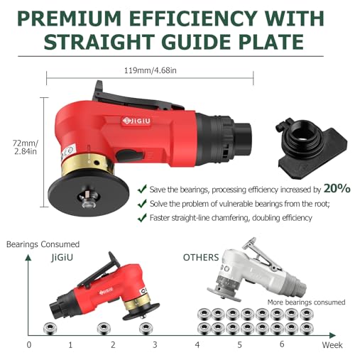 Upgraded Pneumatic Chamfer Tool with Straight Guide Plate Save Guide Wheels - color: Red
