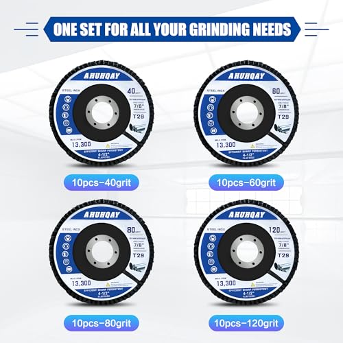 40 Pack Flap Discs 4 1/2" for Angle Grinder, 40/60/80/120 Grit, T29 Flap Disc, Die Grinder Sanding Disc, Zirconia Grinding Wheel for Metal, Wood, Stainless Steel Polishing Finishing - color: Blue