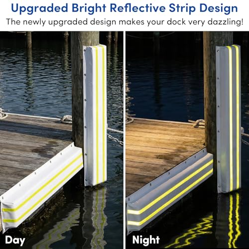 Dock Bumpers 36 Inch/48 Inch/58 Inch/72 Inch, Boat Dock Bumpers with Upgrade Reflective Strip and Stainless Steel Screws, Dock Fenders Bumper Guards Marine Grade (Black/White/Gray) -1 Pack 2 Pack - color: White, style: 58in-1pack