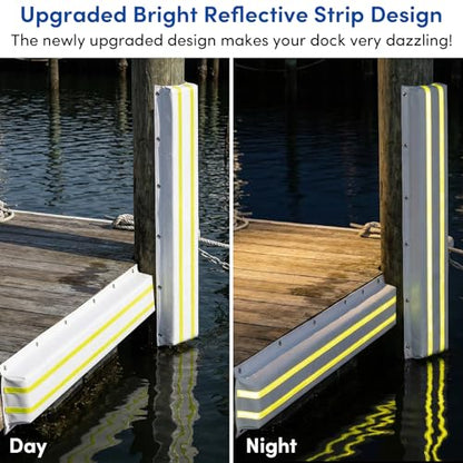 Dock Bumpers 36 Inch/48 Inch/58 Inch/72 Inch, Boat Dock Bumpers with Upgrade Reflective Strip and Stainless Steel Screws, Dock Fenders Bumper Guards Marine Grade (Black/White/Gray) -1 Pack 2 Pack - color: White, style: 58in-1pack