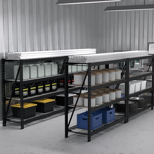 WORKPRO Heavy Duty Metal Garage Shelving, 68"W x 24"D x 65"H, 7200 LBS Load - color: Black, size: 68"W x 24"D x 65"H
