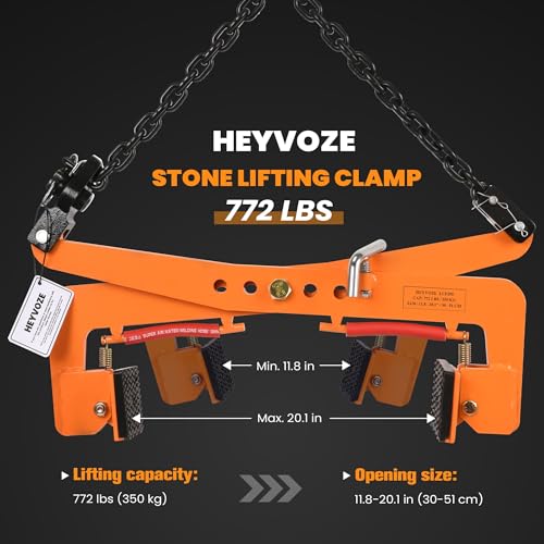 Stone Lifting Clamp, 772 lb, 11.8-20.1" Opening, for Granite Slabs
