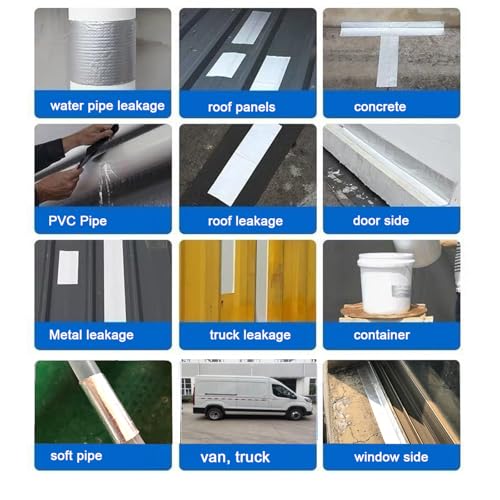 Butyl Tape Waterproof Tape, Aluminum Foil Butyl Seal Tape for Leakage, Butyl Rubber Tape for Reapring for Boat, Pipe Sealing, Roof Crack, RV, Awning, Window Sealing - 2"W x 16'L - size: 2 inch x 16.5feet
