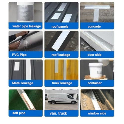 Butyl Tape Waterproof Tape, Aluminum Foil Butyl Seal Tape for Leakage, Butyl Rubber Tape for Reapring for Boat, Pipe Sealing, Roof Crack, RV, Awning, Window Sealing - 2"W x 16'L - size: 2 inch x 16.5feet