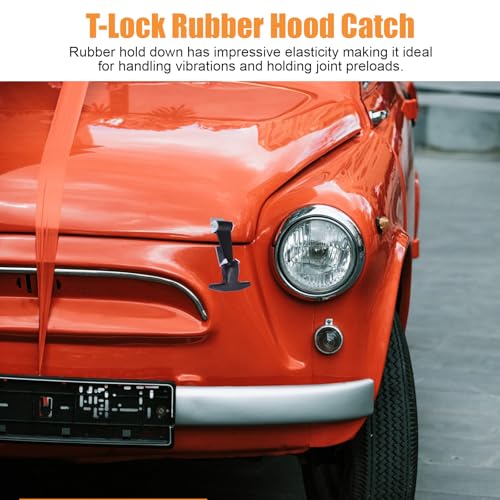 Rubber Bonnet Latch Flexible T-Handle Hasp with Brackets