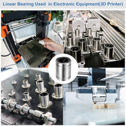 uxcell 4Pcs LM10UU Linear Bearing 10mm Bore 19mm OD 29mm Length Linear Ball Bearings Nickel Plated Surface Double Side Rubber Sealed Bearing Steel for CNC Machine 3D Printer - size: LM10UU