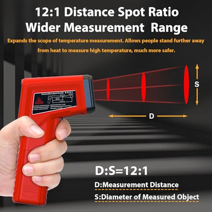 FKM Infrared Thermometer Gun Non-Contact Laser Thermometer Gun -58°F~986°F - color: Red