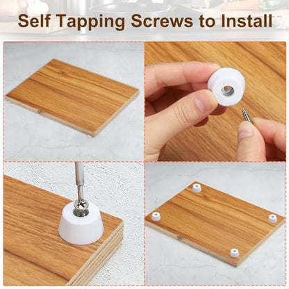 PATIKIL Cutting Board Feet,12 Pieces Non Slip Rubber Feet Bumpers with 304 Stainless Steel Screws for Cutting Board Furniture Chairs Desks 0.98" Wx0.47 H, White - size: 0.98"Wx0.47"H