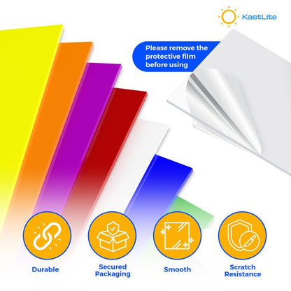 KASTLITE Clear Acrylic Sheet, 6×6" Nominal Size Plexiglass Plastic, 4PK - color: Clear, size: 6" x 6"
