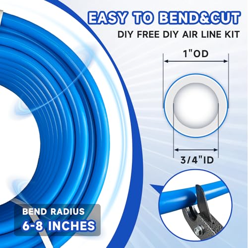 Compressed Air Line Kit, 3/4" x 100’&200‘&300‘ HDPE-Aluminum-HDPE Piping, Air Line Hose, Air Hose Kit with Air Compressor Accessories and Airline Tubing - size: 100ft