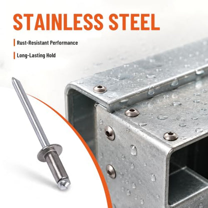 1/4 x 5/8 304 Stainless Blind Rivets 100 Pack - color: Stainless Steel, size: 1/4 x 5/8"
