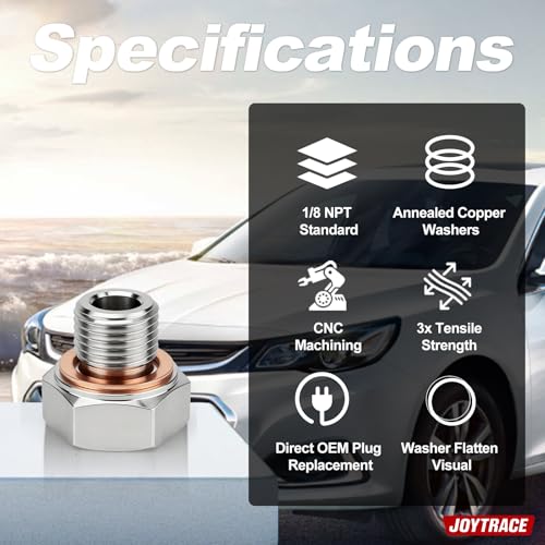 2 PCS Stainless Steel Oil Pressure Sensor Adapter for GM LS Series Engines LS1 LSX LS3 4.2L 4.3L 4.8L 5.3L 6.0L 6.2L M16 1.5