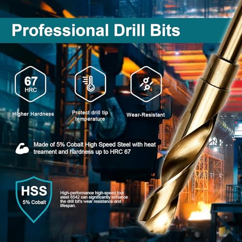 45/64 Inch Cobalt Drill Bit, M35 HSS Twist Drill Bit, 135° Split Point - size: 45/64 Inch