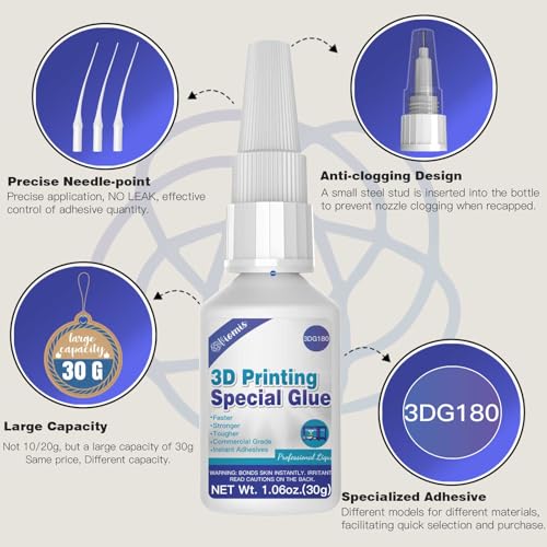 3D Printing Super Glue, Ultra-Thin Capillary Adhesive for PLA ABS PETG TPU - size: 3D Printing Super Glue