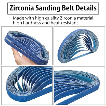 1/2" x 18" Zirconia Sanding Belts, 40 Grit,30 Pack - color: 40 Grit, size: 1/2x18 inch