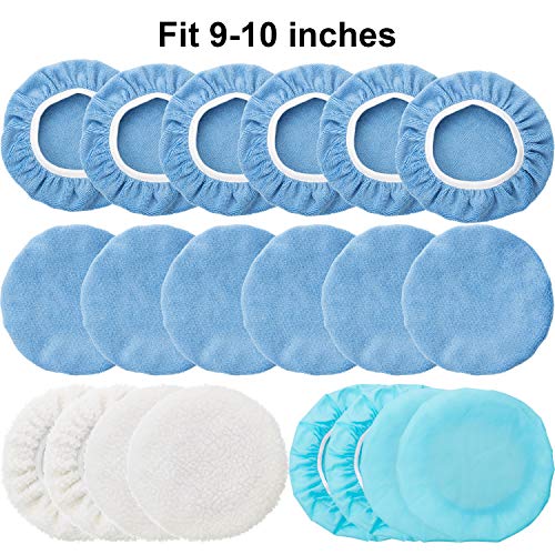 20 Pcs 9-10 Inch Microfiber Car Buffer Pads Polisher Bonnet Buffing Cover
