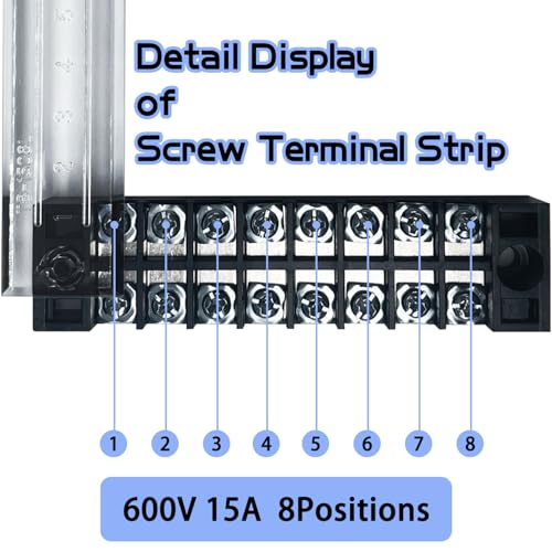 4 Sets 8 Positions 600V 15A Terminal Blocks Ground Circuit Dual Row Bus Bar Wire Screw Terminal Block Kit with Cover 600V Pre Insulated Terminal Strip WW004-1508 - size: 15A 8P