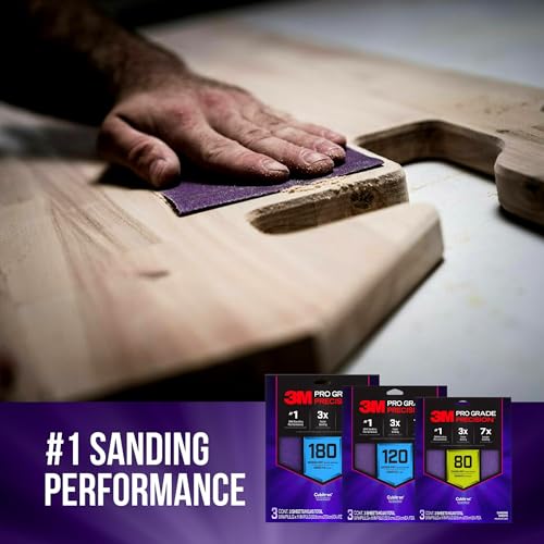 3M Pro Grade Precision Faster Sanding Sheets, NO-Slip Grip Backing, Assorted Grits 80/120/180, 9" x 11", 3 Sheets Each, 9 Total - style: Assorted Grits 80/120/180, 3 Sheets Each, 9" x 11"