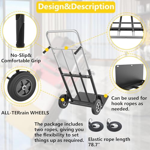Hand Trucks Heavy Duty, Dolly Cart with Wheels 800LB Capacity, Folding Hand Truck with Retractable Handle & Solid Wheels for Warehouse, Office, Home Moving Tasks, Black