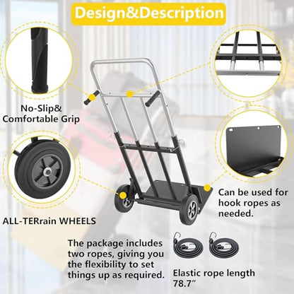 Hand Trucks Heavy Duty, Dolly Cart with Wheels 800LB Capacity, Folding Hand Truck with Retractable Handle & Solid Wheels for Warehouse, Office, Home Moving Tasks, Black