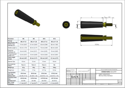 M12 Revolving Handle Fits Any M12 Thread - Trailer Jack, Hose Reel & More - size: M12 X 120mm