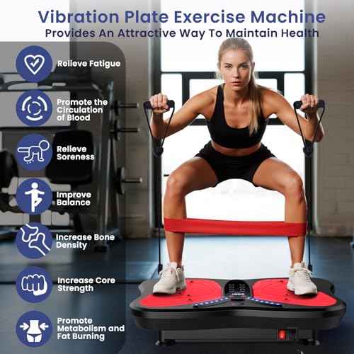 Vibration Plate Exercise Machine 400 lbs Capacity for Lymphatic Drainage - color: Bright Red