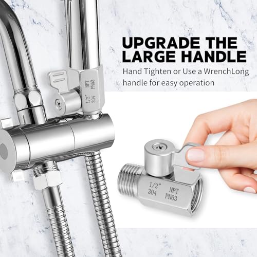 [2 Pack] Shower Head Shut Off Valve,304 Stainless Steel Mini Ball Valve NPT Thread(1/2"),Shower Head Flow Control Valve - size: 2 Pack 1/2"