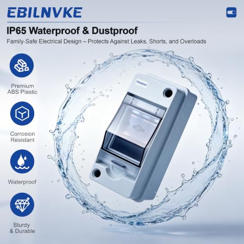 2 Way Circuit Breaker Box, Waterproof Distribution Protection Box - color: HT, size: 2 Way 60x95x125 MM