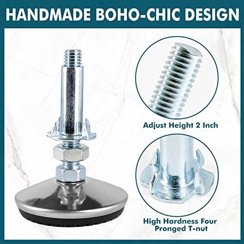 M8 Leveling Feet with 2" Thread Length - Silver, 4 Set - color: Silver, size: M8 x 50mm