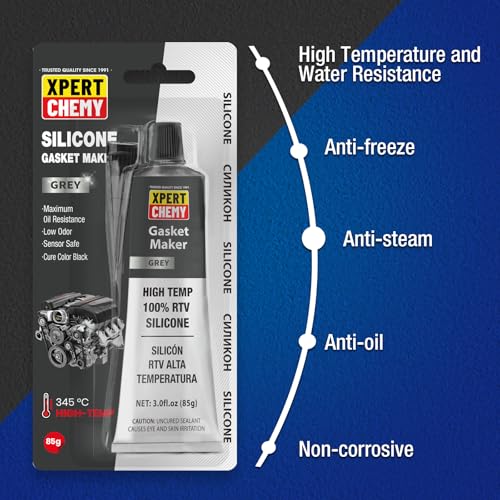 RTV Silicone Gasket Maker, High Temp Silicone Sealant for Automotive, Anti-Freeze RTV Resist Oil for Bonding Internal Combustion, Steam Turbines, Engines, Gearboxes, Pumps, Grey - style: Grey