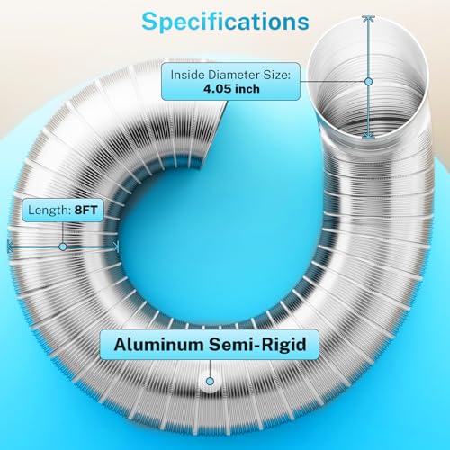 HOOMESUN 4 Inch 8FT Semi Rigid Dryer Duct, Vent Hose for Improved Airflow - size: 4in 8ft