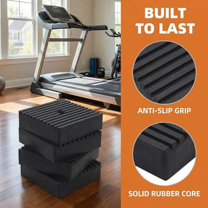 4 Pack 3" x 3" x 1" Shock Pad, Solid Rubber