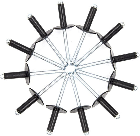 100pcs Black Large Flange Blind Rivets, Aluminum,Flange Diameter 5/8" (16 mm),Pop Rivets Assortment Kit Blind Rivet,3/16" x 5/8" Inch,Grip Range(8-12mm) - color: Black, size: 4.8 x 16mm-100Pcs