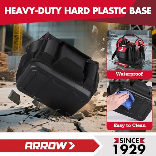 ARROW 12" Tool Tote with Waterproof Hard Base, Electrician Tool Bag
