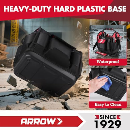 ARROW 12" Tool Tote with Waterproof Hard Base, Electrician Tool Bag