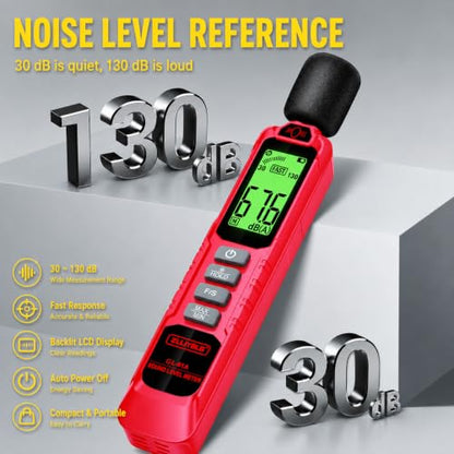 GL81A Digital Sound Level Meter,30‑130dB A‑Weighted SPL Tester-BLACK-RED - color: Red