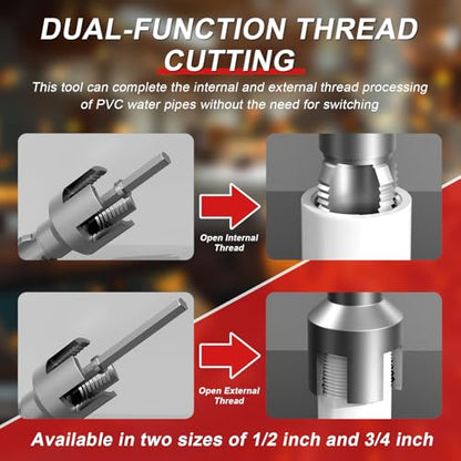 Integrated Internal & External Pipe Threading Tool (1" Dies) - size: 1"