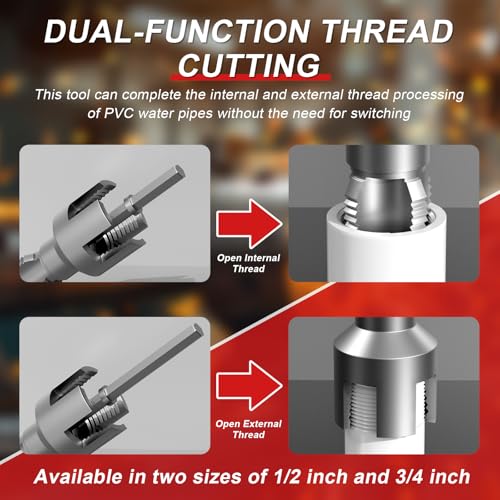 Integrated Internal External Pipe Threading Tool (1/2" 3/4" Dies) - size: 2PCS(1/2"+3/4")